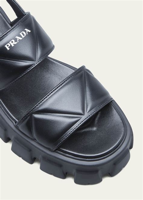 prada quilted leather platform sandals|farfetch prada soft padded sandals.